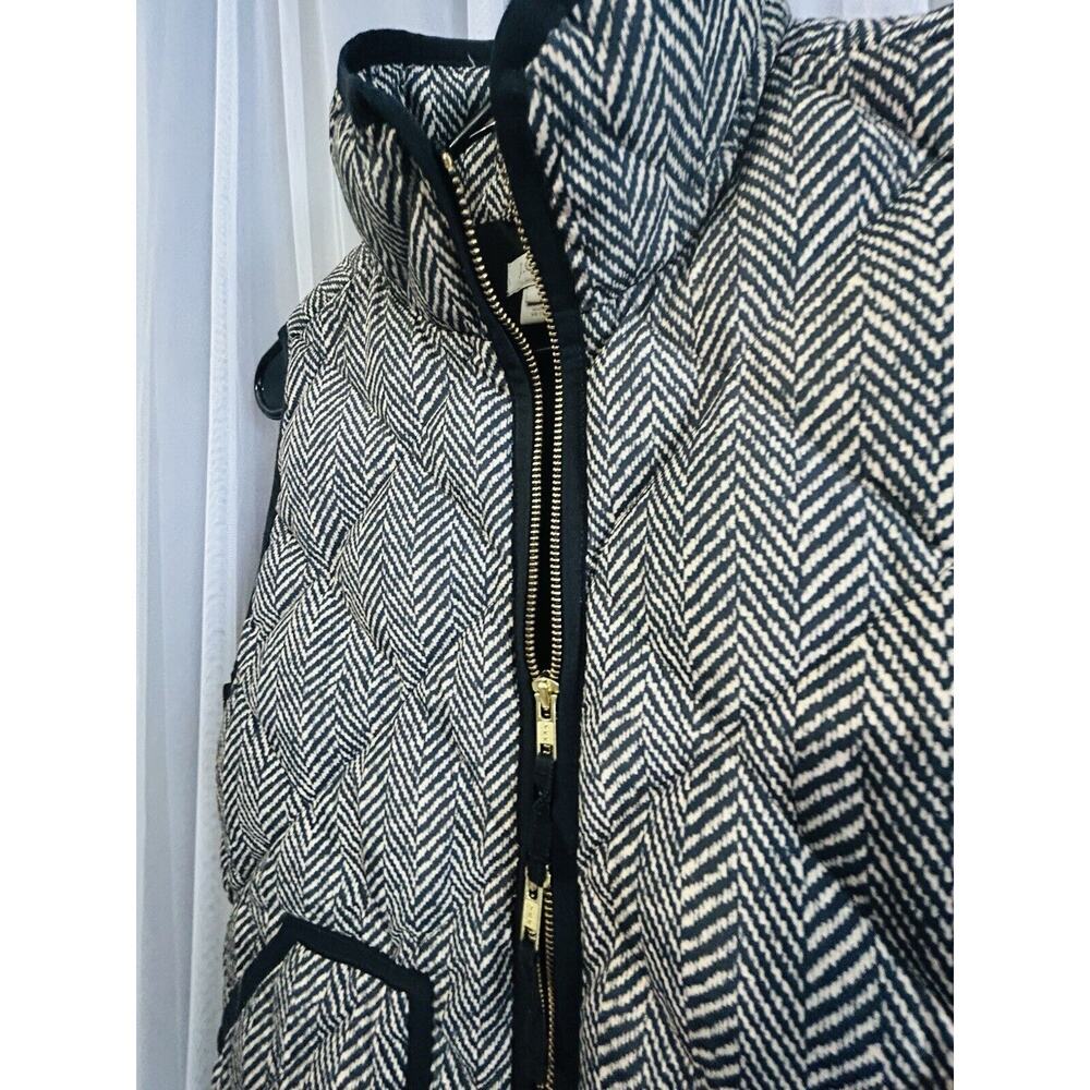 J Crew (S) Down Filled Vest Black Tan Puffer Double Zipper Women’s Size Small - Picture 15 of 15